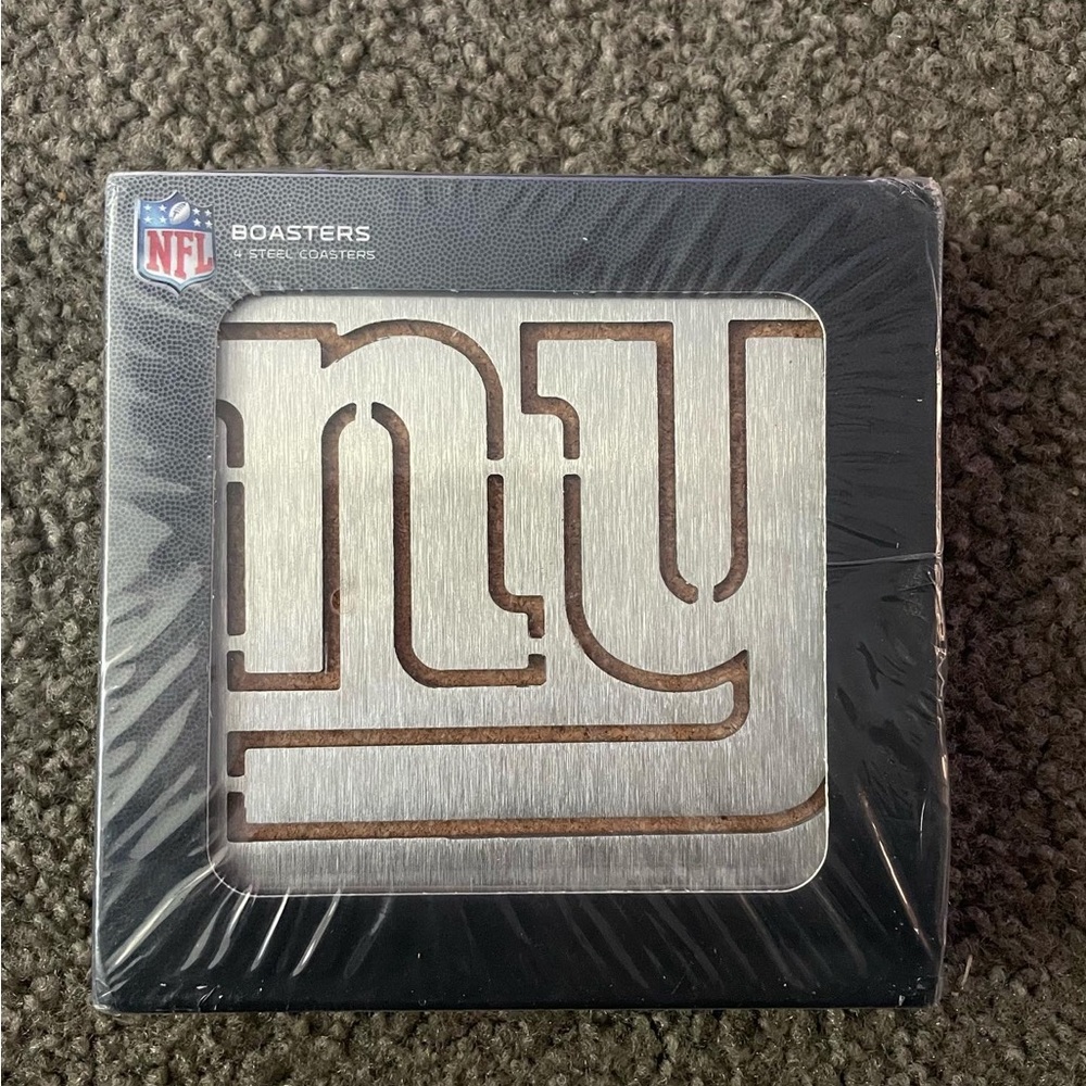 New York Giants NFL 4-Piece Steel Boaster Drink Coaster Set - New In Package